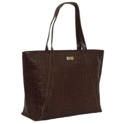 Assots London Agnes Croc Tote Bag - Brown