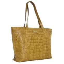 Assots London Agnes Croc Tote Bag - Ochre Mustard Yellow