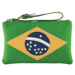 Assots London Brazilian Country Flag Leather Wristlet - Green