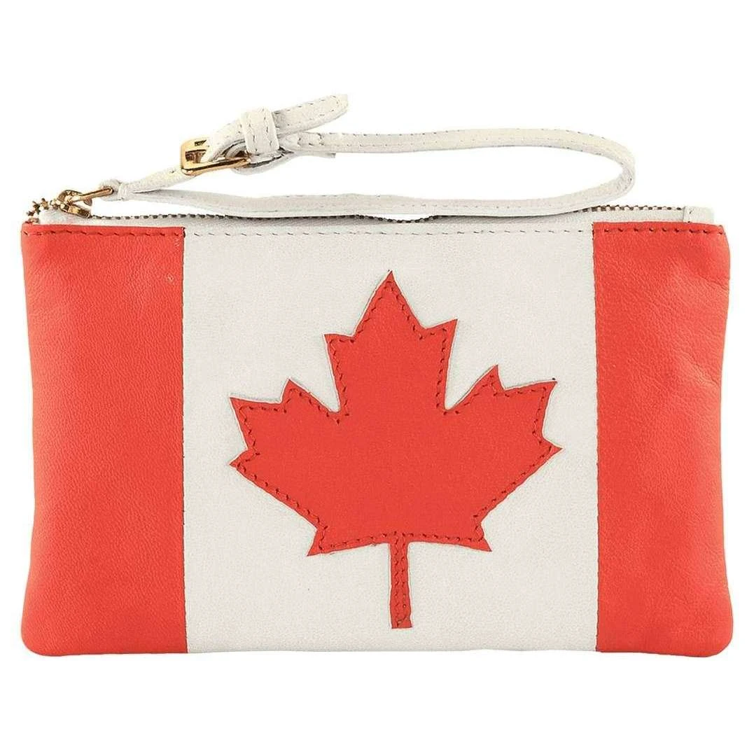 Assots London Canadian Country Flag Leather Wristlet - Red