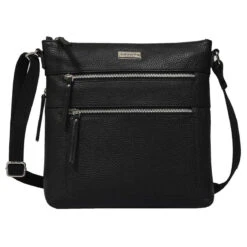 Assots London Cori Pebble Grain Crossbody Bag - Black