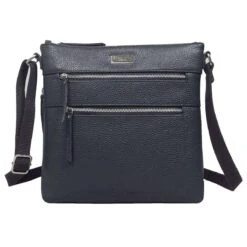 Assots London Cori Pebble Grain Crossbody Bag - Navy