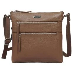 Assots London Cori Pebble Grain Crossbody Bag - Tan
