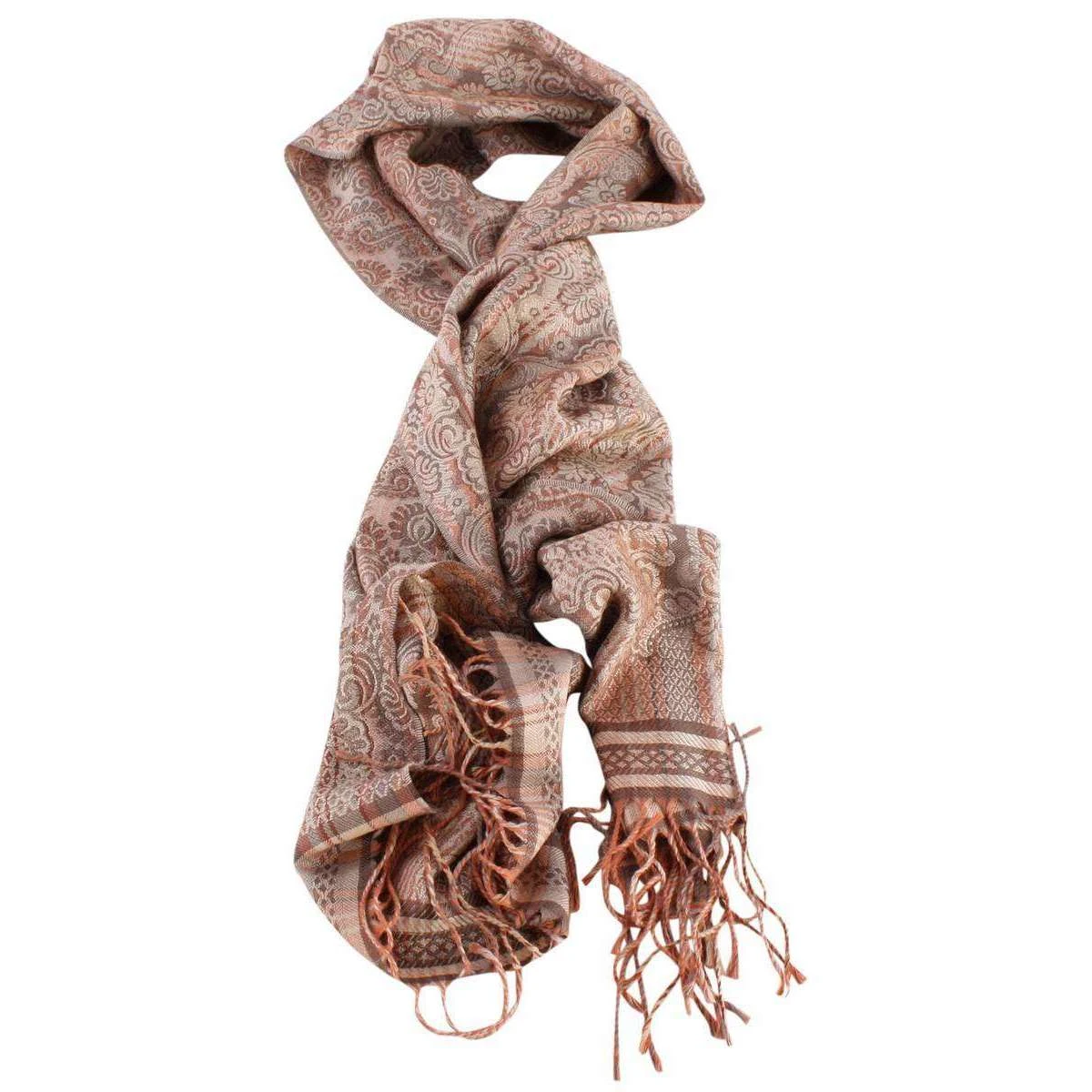 Bassin And Brown Bush Willow Stripe Flower Scarf- Brown/Camel - Image 4