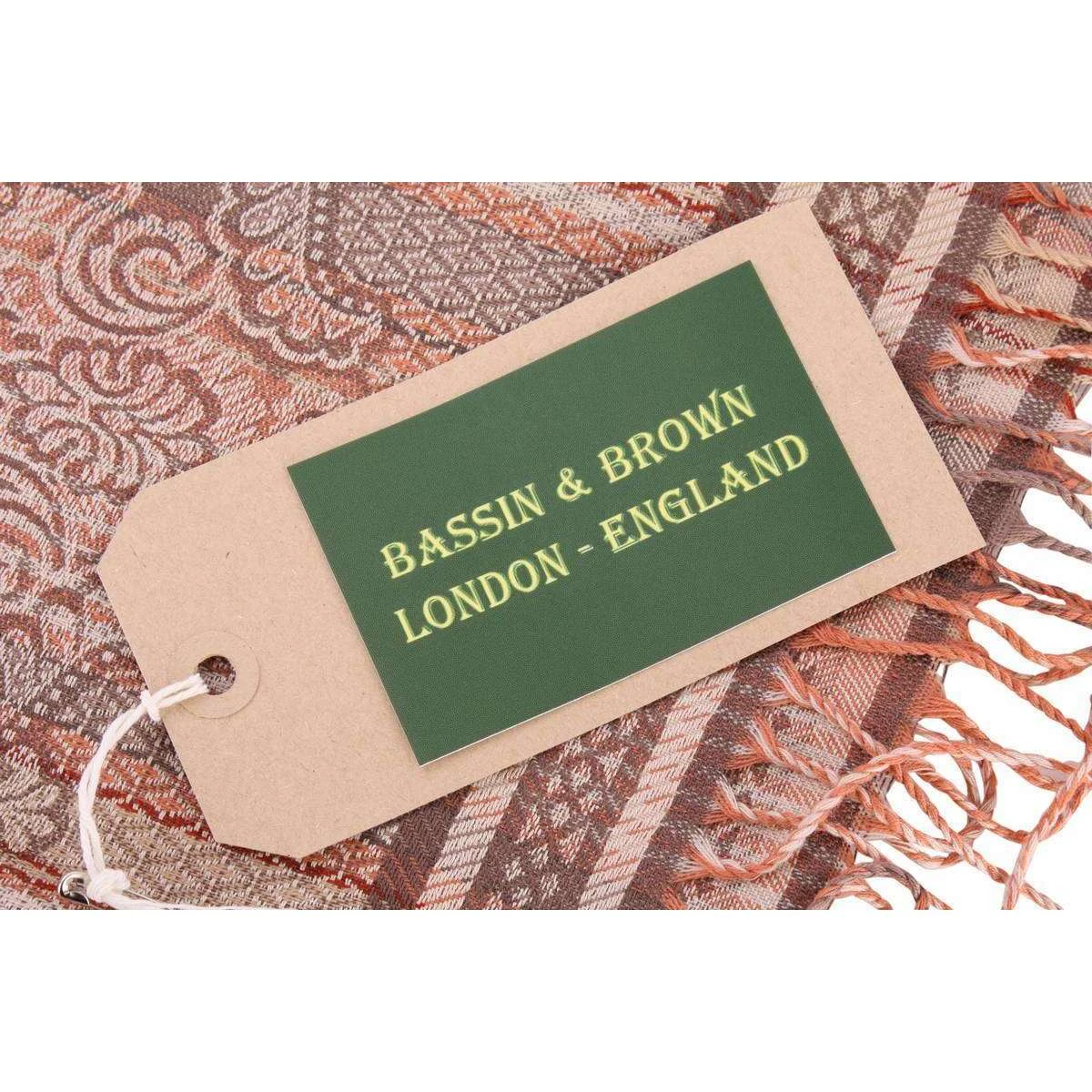 Bassin And Brown Bush Willow Stripe Flower Scarf- Brown/Camel - Image 5