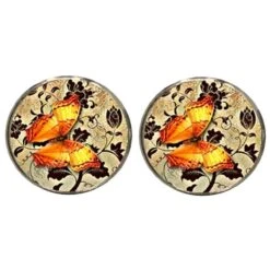 Bassin And Brown Butterfly Cufflinks - Yellow/Fawn