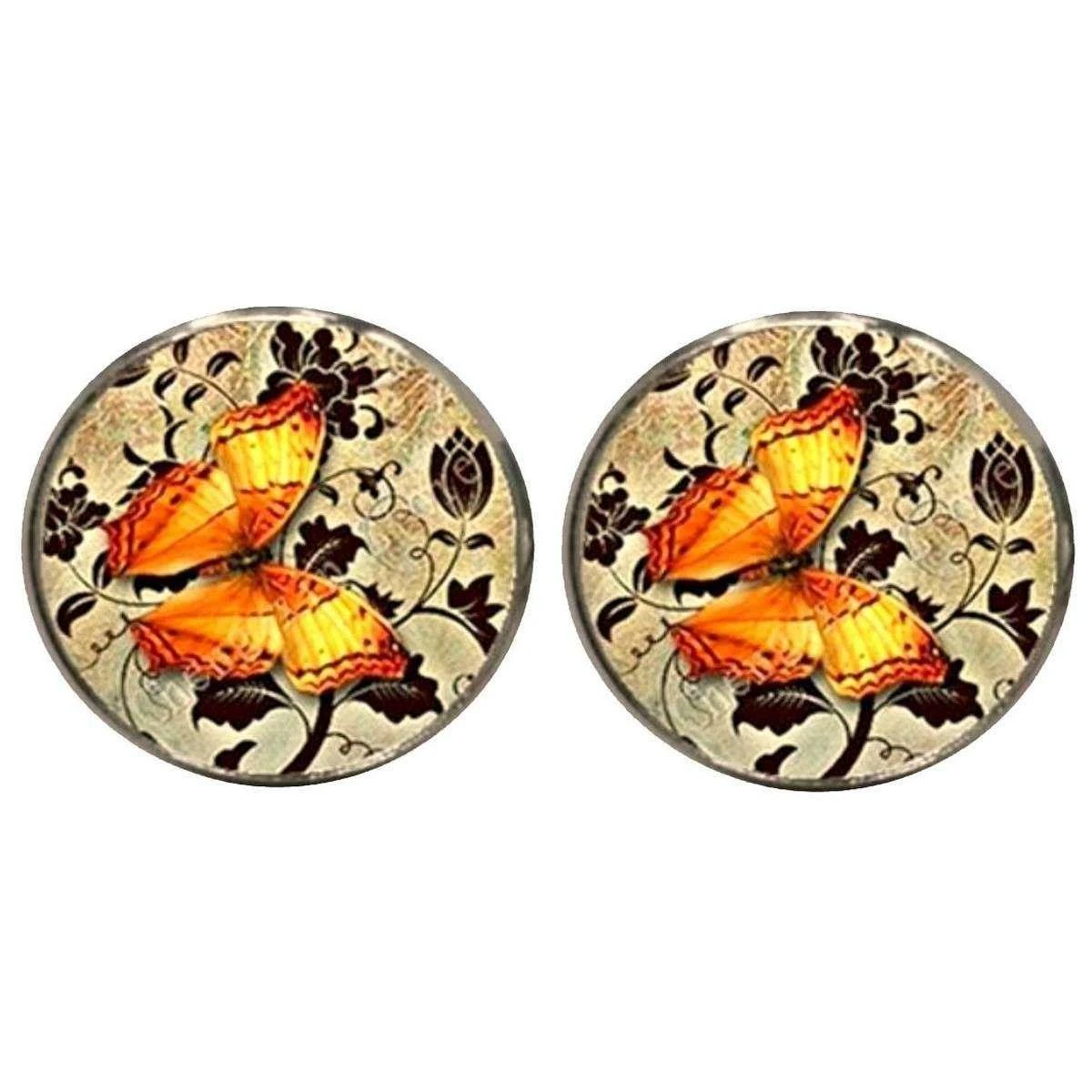 Bassin And Brown Butterfly Cufflinks - Yellow/Fawn