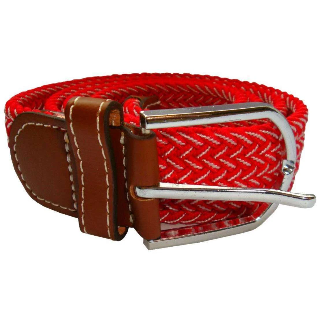 Bassin And Brown Chevron Stripe Elasticated Woven Belt - Red/White - Image 2