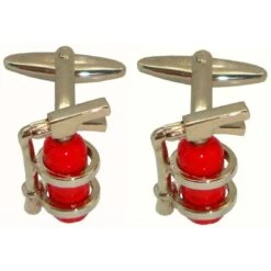 Bassin And Brown Fire Extinguisher Cufflinks - Red/Silver