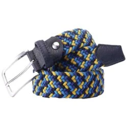 Bassin And Brown Four Colour Woven Belt - Navy/Royal Blue/French Blue/Yellow