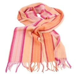 Bassin And Brown Harvey Stripe Cashmere Scarf - Orange/Pink