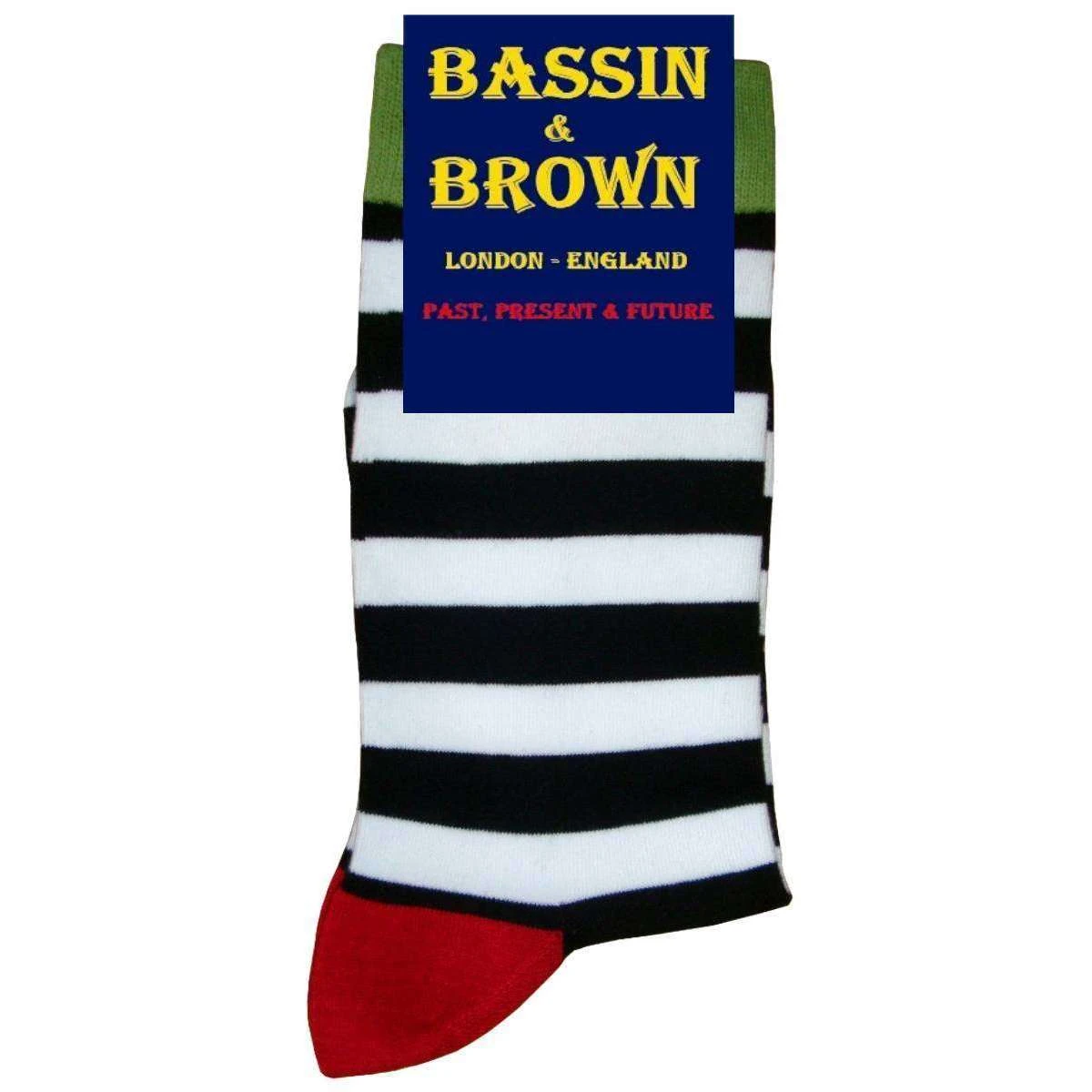 Bassin And Brown Hooded Striped Contrasting Heel And Toe Socks - Black/White - Image 4