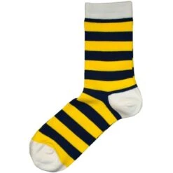 Bassin And Brown Hooped Stripe Socks - Yellow/Navy/White