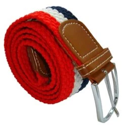 Bassin And Brown Horizontal Stripe Woven Belt - Red/White/Navy