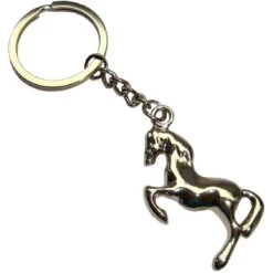 Bassin And Brown Horse Key Ring - Silver