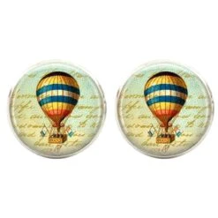 Bassin And Brown Hot Air Balloon Cufflinks - Blue/Yellow/Red