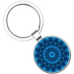 Bassin And Brown Kaleidoscope Flower Key Ring - Blue