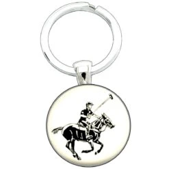 Bassin And Brown Polo Player Key Ring - White/Black