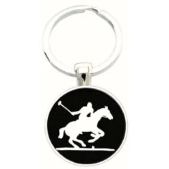 Bassin And Brown Polo Player Keyring - Black/White