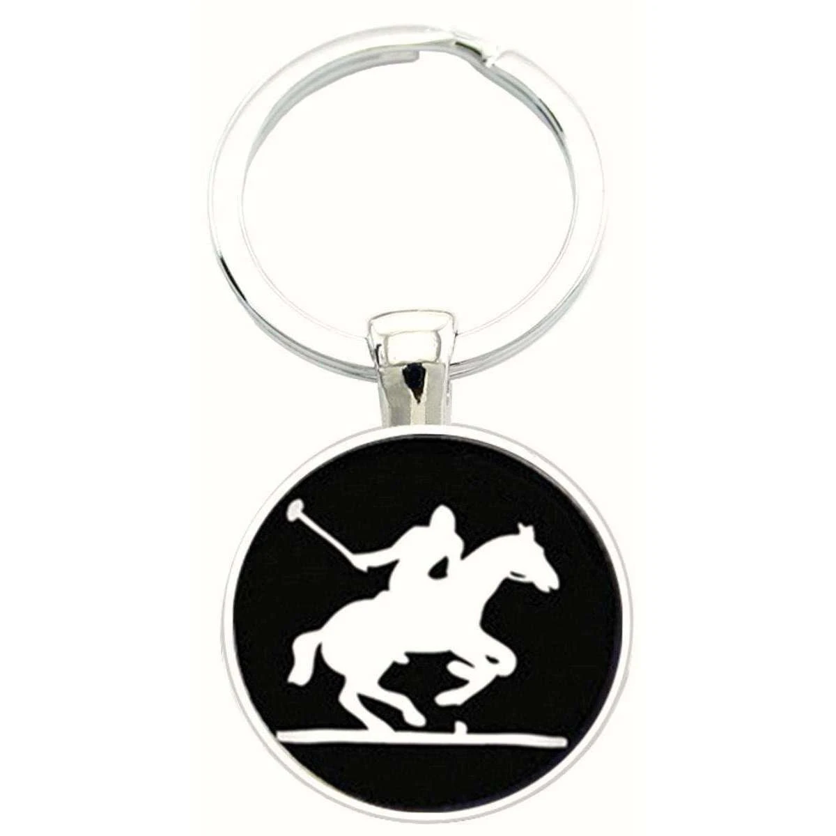 Bassin And Brown Polo Player Keyring - Black/White