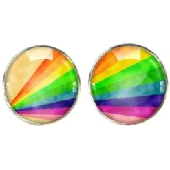 Bassin And Brown Rainbow Stripe Cufflinks - Multi-colour