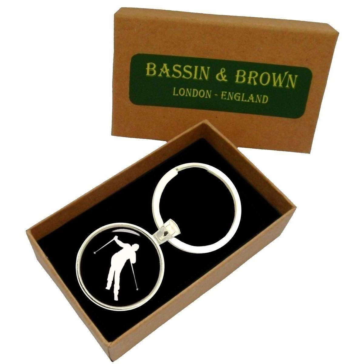 Bassin And Brown Skier Keyring - Black/White - Image 2