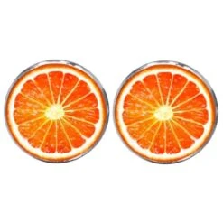 Bassin And Brown Sliced Orange Fruit Cufflinks - Orange
