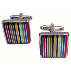 Bassin And Brown Striped Enamel Cufflinks - Multi-colour
