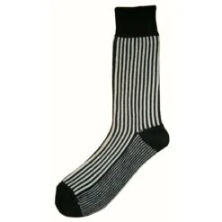 Bassin And Brown Vertical Stripe Midcalf Socks - Black/White