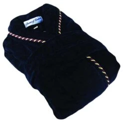 Bown Of London Earl Cotton Velour Dressing Gown - Navy