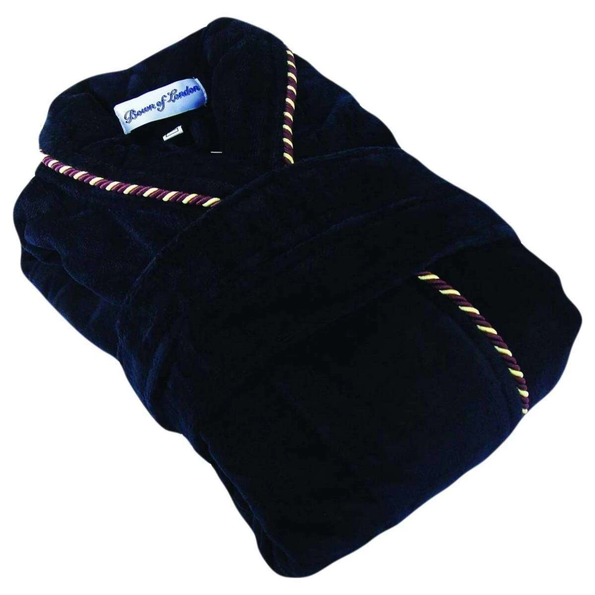 Bown Of London Earl Cotton Velour Dressing Gown - Navy