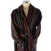 Bown Of London Mozart Bold Primary Striped Cotton Velour Dressing Gown - Black/Multi-colour