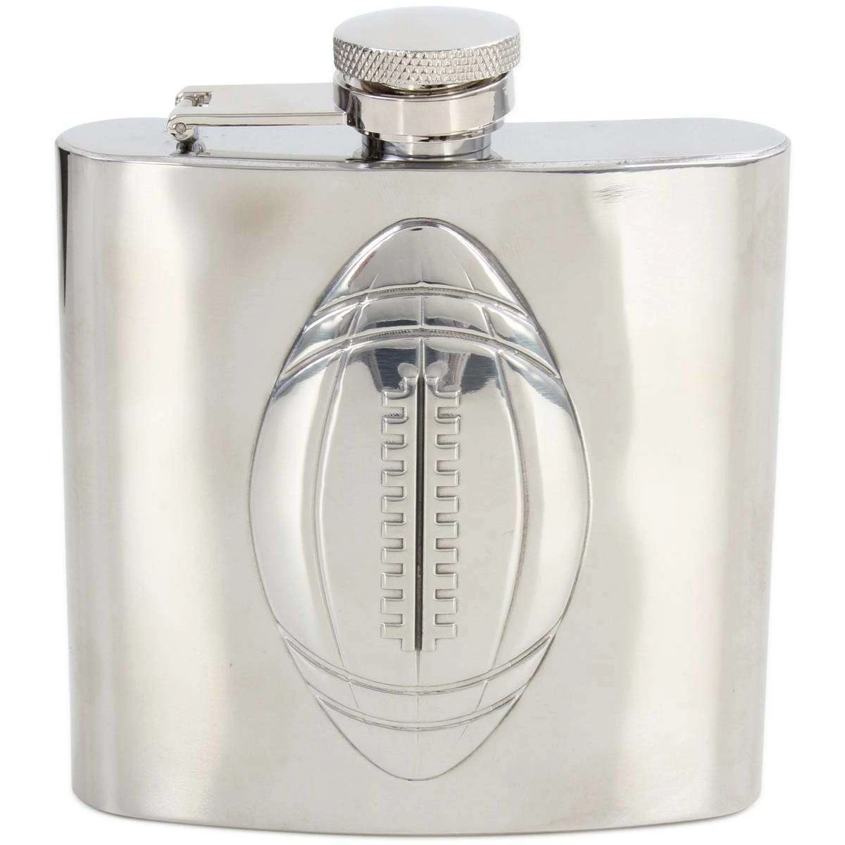David Van Hagen 6oz Rugby Stainless Steel Hip Flask - Silver