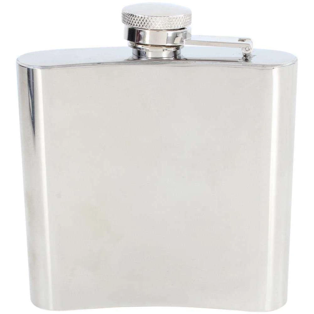 David Van Hagen 6oz Rugby Stainless Steel Hip Flask - Silver - Image 2