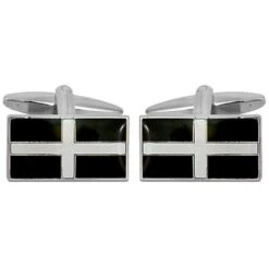 David Van Hagen Cornish St Piran Flag Cufflinks - Black/White
