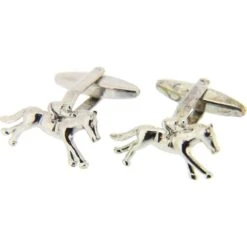 David Van Hagen Horse And Jockey Country Cufflinks - Silver