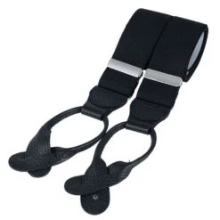 David Van Hagen Rolled Leather End Braces - Black/Black