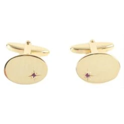 David Van Hagen Ruby Starburst Cufflinks And Tie Slide Set - Gold/Red