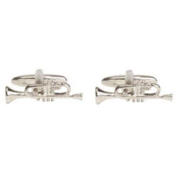 David Van Hagen Trumpet Cufflinks - Silver