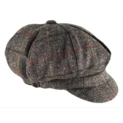 Dents Abraham Moon Check Baker Boy Hat - Charcoal Grey