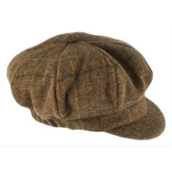Dents Abraham Moon Check Baker Boy Hat - Chesnut Brown