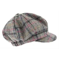 Dents Abraham Moon Check Baker Boy Hat - Grey
