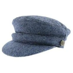 Dents Abraham Moon Yorkshire Herringbone Tweed Cap - Denim Blue