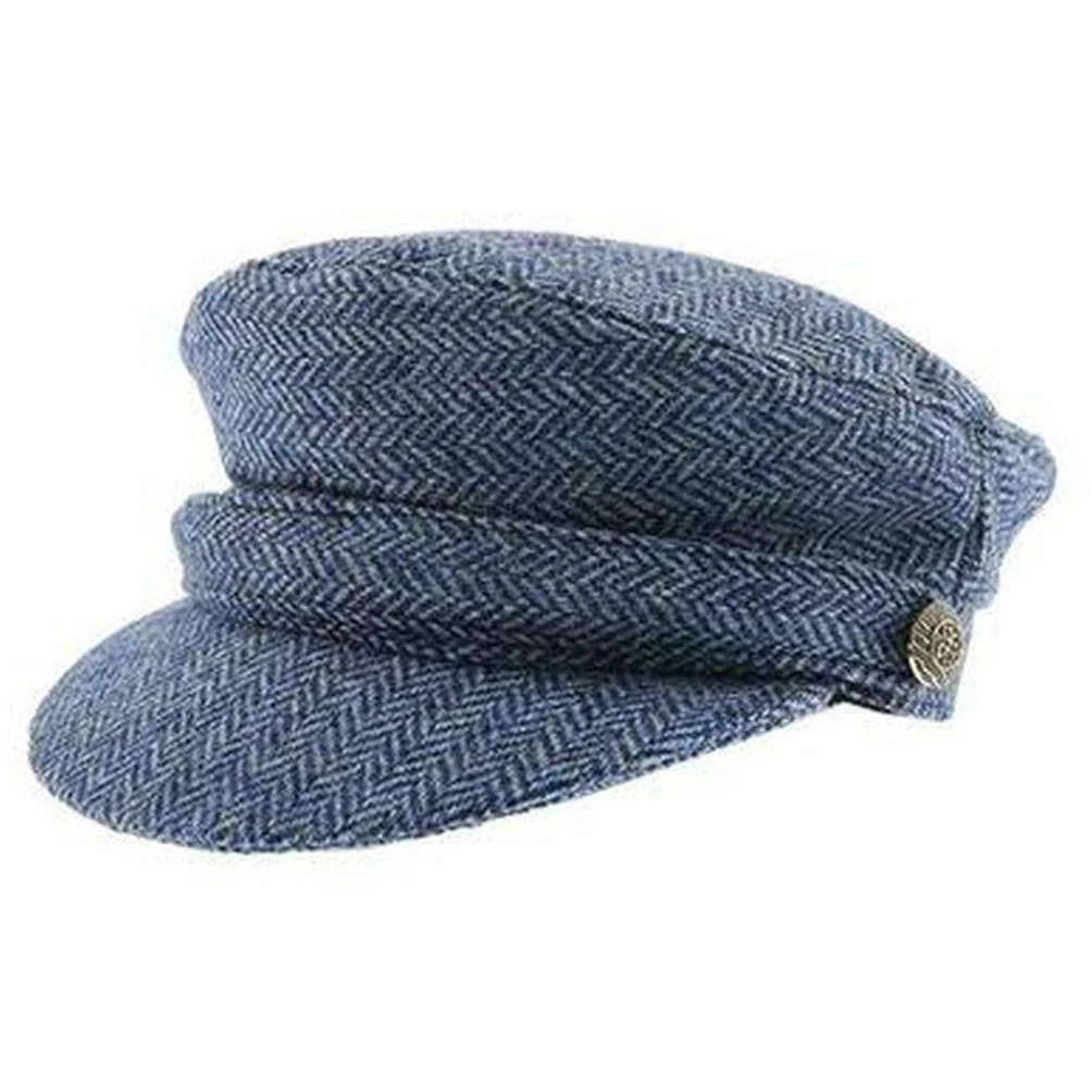 Dents Abraham Moon Yorkshire Herringbone Tweed Cap - Denim Blue