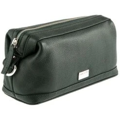Dents Beauley Pebble Grain Leather Wash Bag - Bottle Green