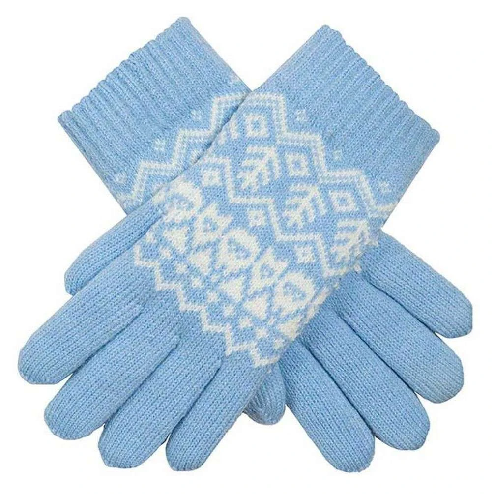 Dents Fair Isle Knitted Gloves - Sky Blue