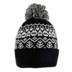Dents Fair Isle Knitted Pom Pom Hat - Black