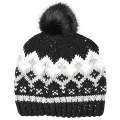 Dents Fair Isle Print Marl Yarn Knit Beanie - Black
