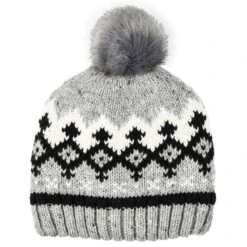 Dents Fair Isle Print Marl Yarn Knit Beanie - Dove Grey
