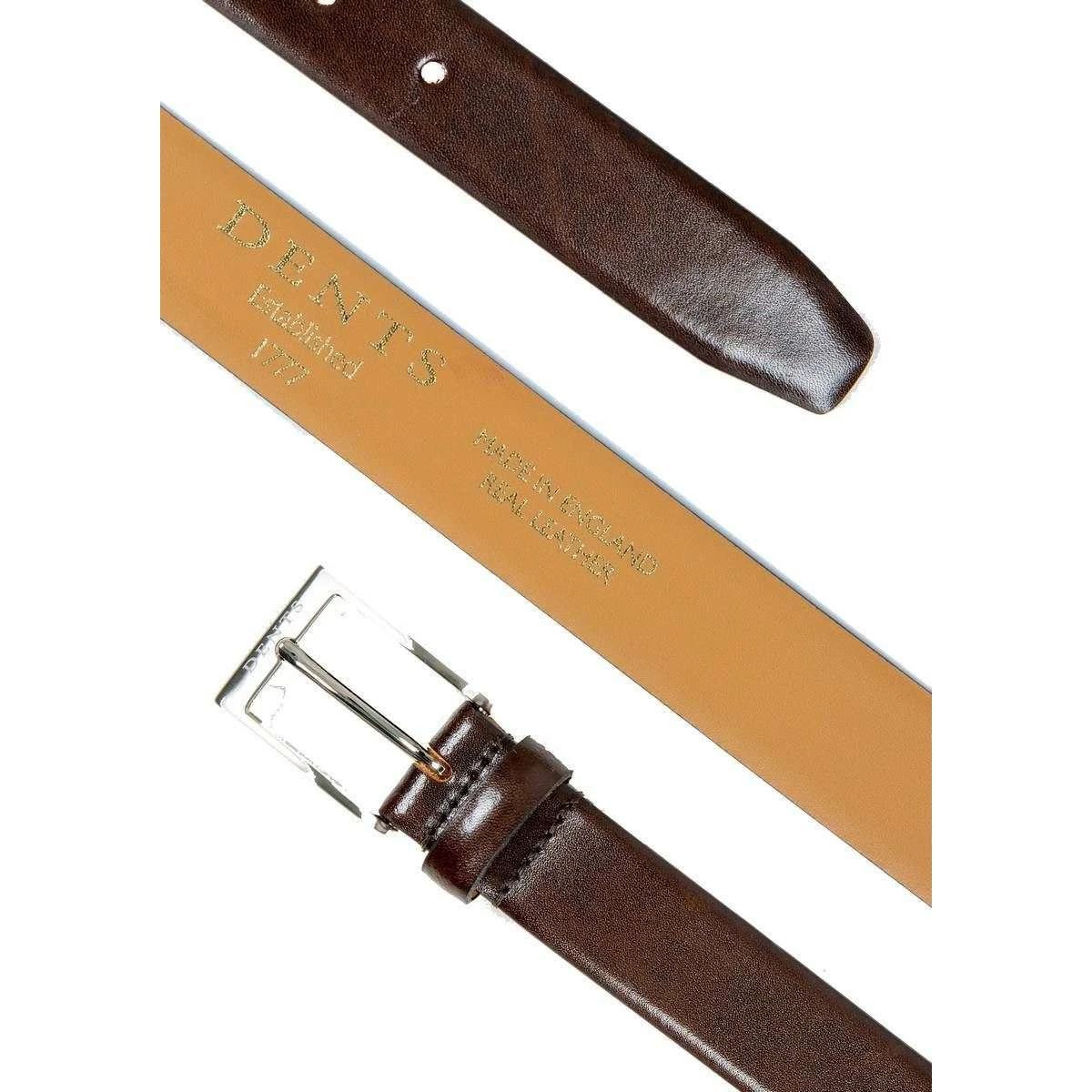 Dents Heritage Feather Edge Leather Belt - Dark Brown - Image 2